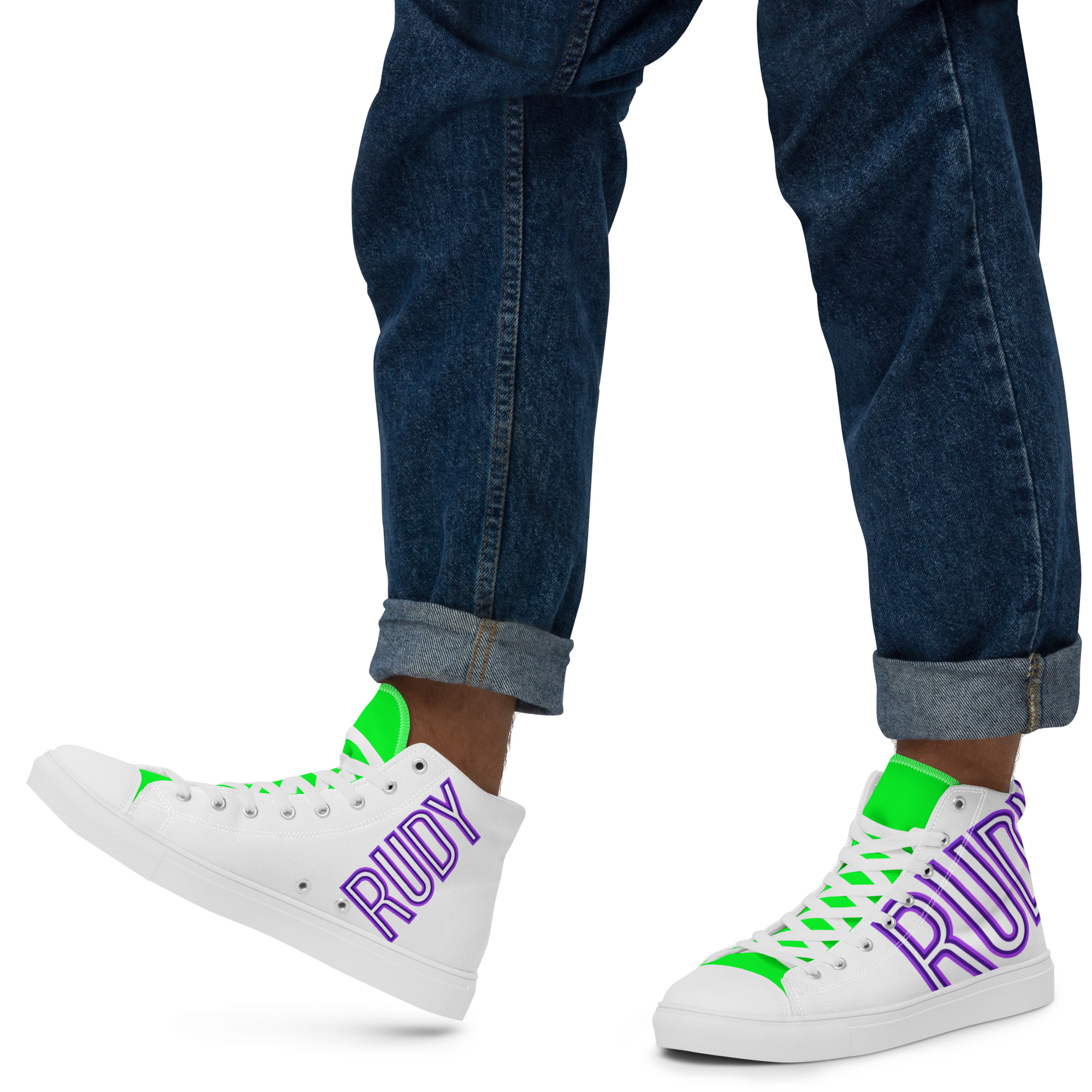 RudyFerraz - Men’s 21's Black/Lime high top canvas shoes - Image 3